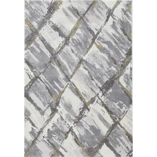 8' Ivory Grey Machine Woven Abstract Stroke Indoor Runner Rug Photo 2