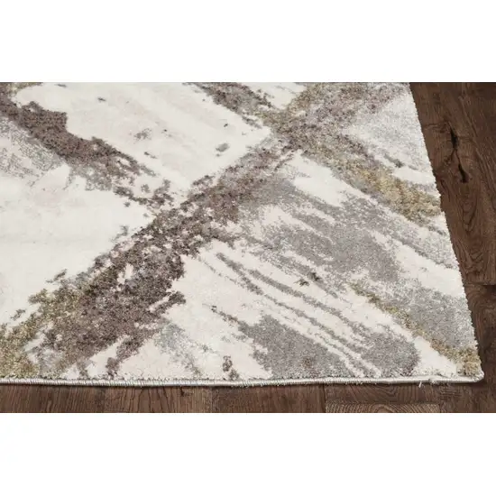 8' Ivory Grey Machine Woven Abstract Stroke Indoor Runner Rug Photo 1