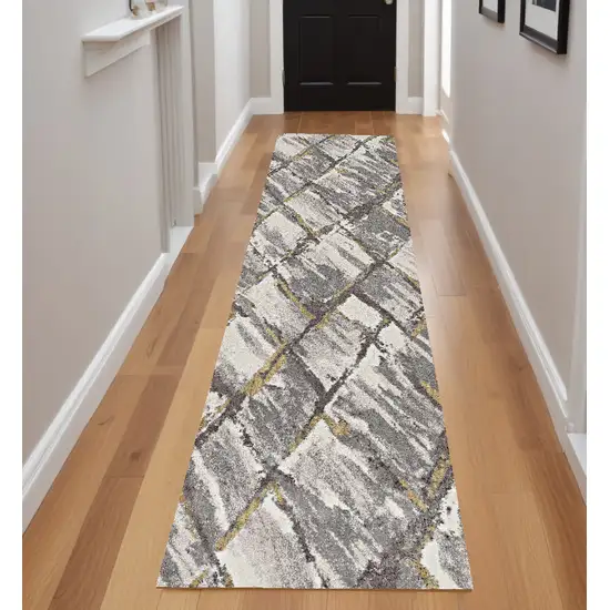 Gray and Ivory Runner Rug Photo 1