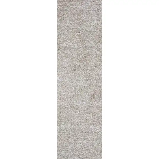 8' Ivory Heather Indoor Shag Runner Rug Photo 6