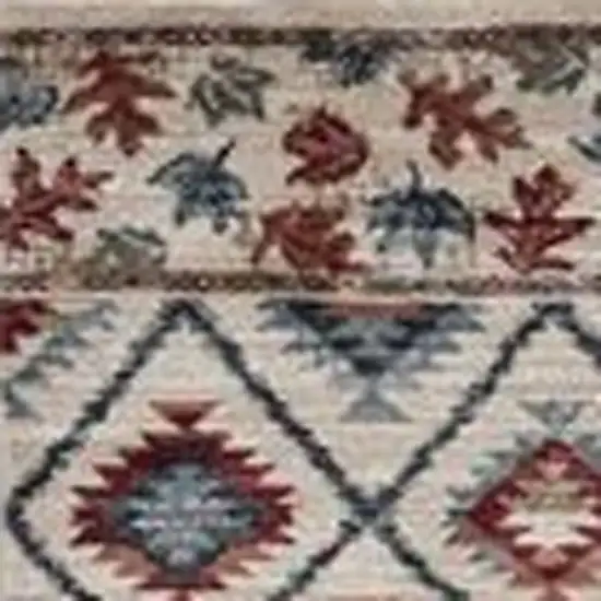 8' Ivory Machine Woven Geometric Lodge Indoor Runner Rug Photo 4