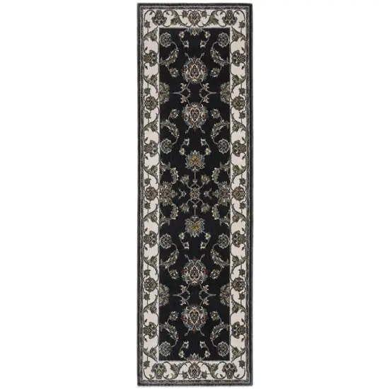 8' Ivory Oriental Runner Rug With Fringe Photo 2