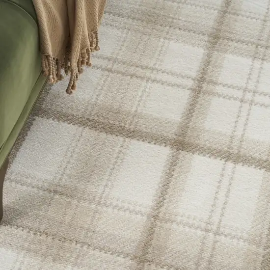 8' Ivory Plaid Power Loom Round Rug Photo 9