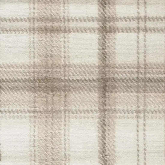 10' Ivory Plaid Power Loom Runner Rug Photo 6