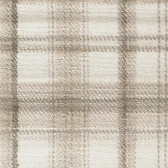 10' Ivory Plaid Power Loom Runner Rug Photo 9