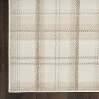 Photo of 10' Ivory Plaid Power Loom Runner Rug