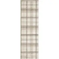 Photo of 12' Ivory Plaid Power Loom Runner Rug