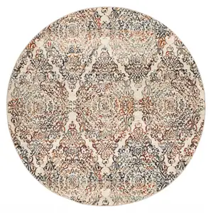 Photo of 8' Ivory Round Oriental Dhurrie Area Rug