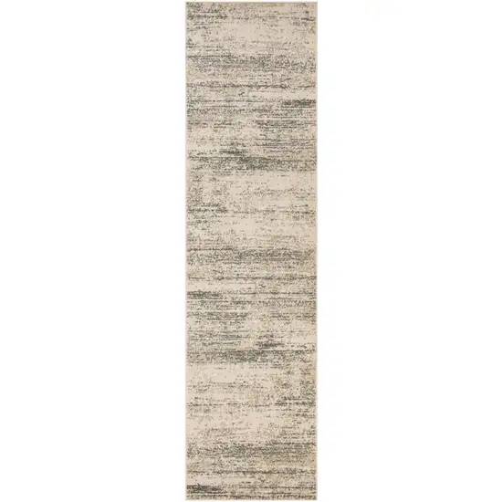 10' Ivory Striped Power Loom Runner Rug Photo 1