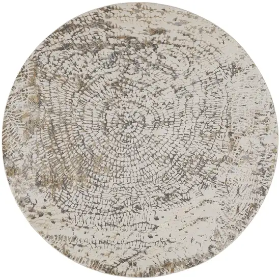 8' Ivory Tan And Gray Round Abstract Area Rug Photo 1