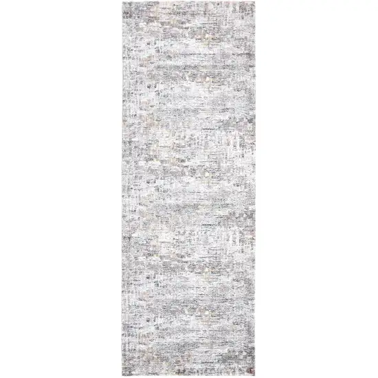 8' Ivory Tan And Taupe Abstract Stain Resistant Runner Rug Photo 1