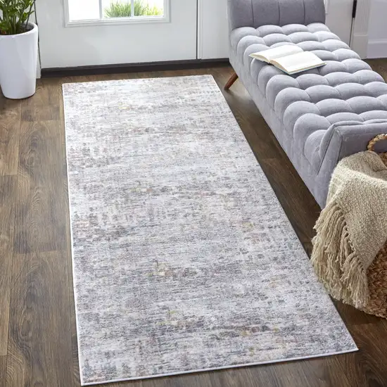 8' Ivory Tan And Taupe Abstract Stain Resistant Runner Rug Photo 4