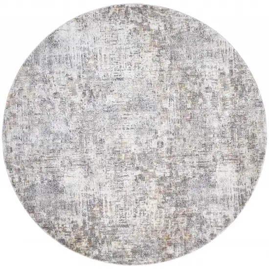 6' Ivory Tan And Taupe Round Abstract Stain Resistant Area Rug Photo 1