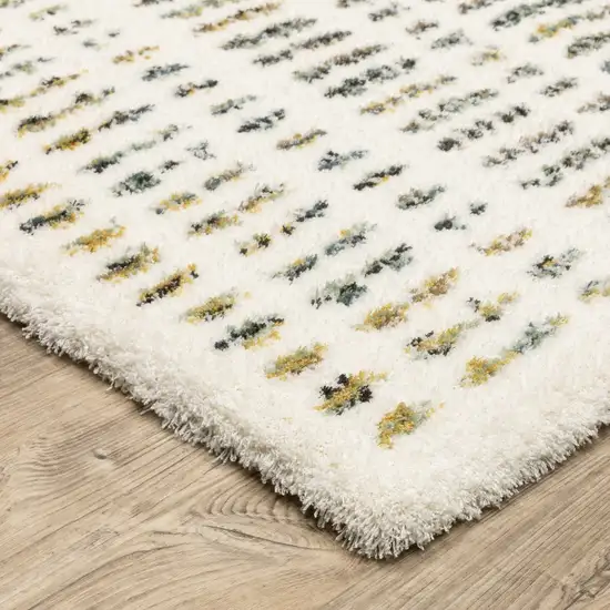 8' Ivory Yellow And Black Striped Runner Rug Photo 8