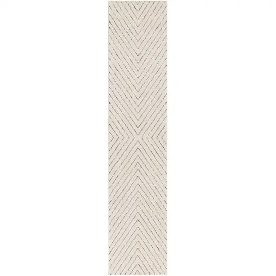 10' Ivory and Black Geometric Runner Rug Photo 2