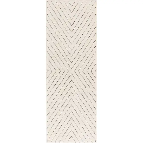 6' Ivory and Black Geometric Runner Rug Photo 4