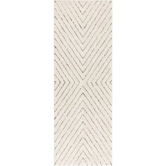 6' Ivory and Black Geometric Runner Rug Photo 2