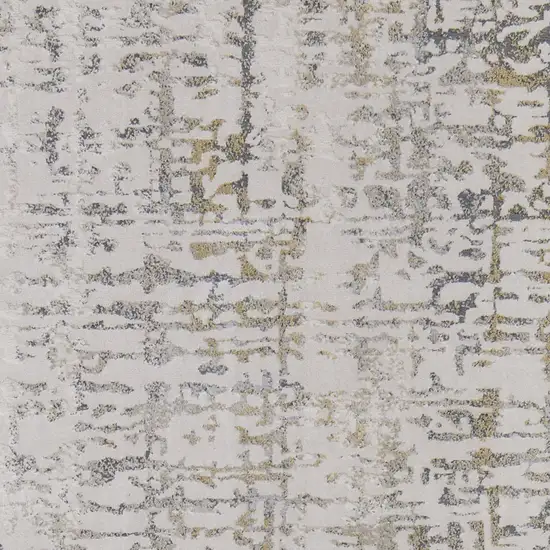 8' Ivory and Gray Abstract Distressed Runner Rug Photo 5