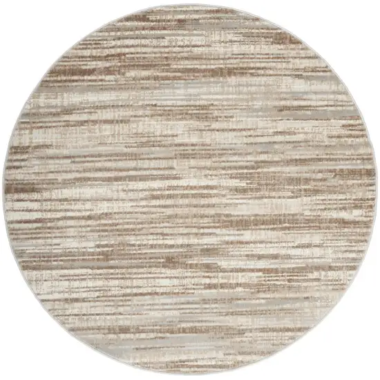 5' Ivory and Gray Abstract Non Skid Round Rug Photo 4