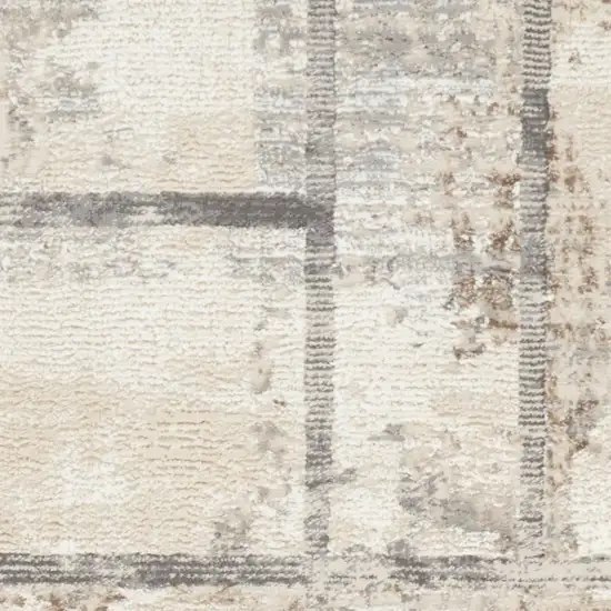 8' Ivory and Gray Abstract Non Skid Runner Rug Photo 6