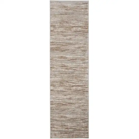 6' Ivory and Gray Abstract Non Skid Runner Rug Photo 3