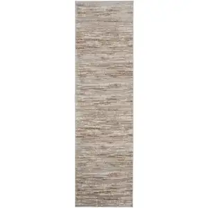 Photo of 6' Ivory and Gray Abstract Non Skid Runner Rug