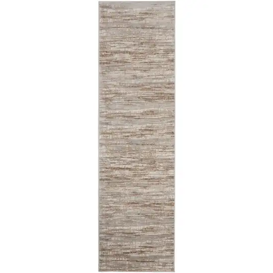 6' Ivory and Gray Abstract Non Skid Runner Rug Photo 1