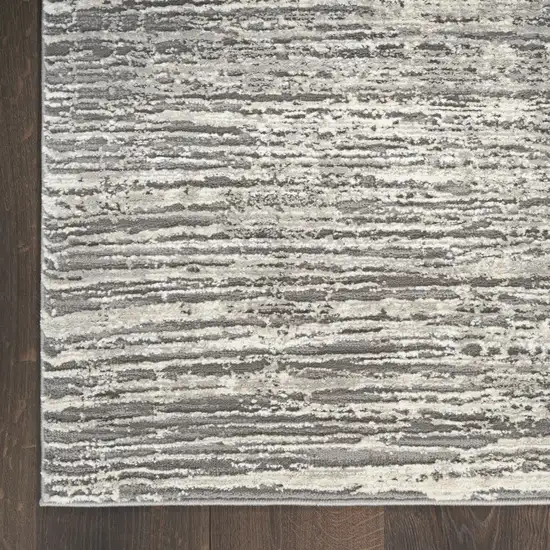 8' Ivory and Gray Abstract Runner Rug Photo 4