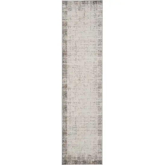 16' Ivory and Gray Abstract Runner Rug Photo 5