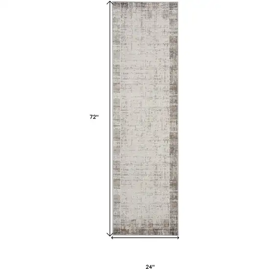 6' Ivory and Gray Abstract Runner Rug Photo 3