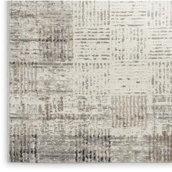 8' Ivory and Gray Abstract Runner Rug Photo 4