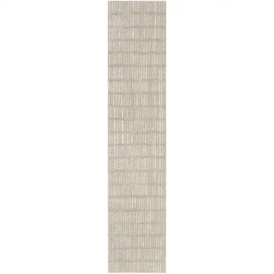 10' Ivory and Gray Geometric Runner Rug Photo 2