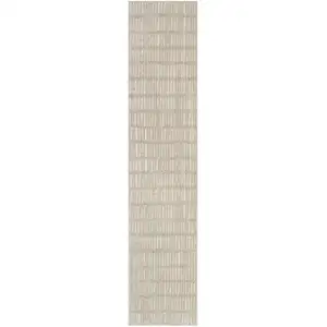 Photo of 10' Ivory and Gray Geometric Runner Rug