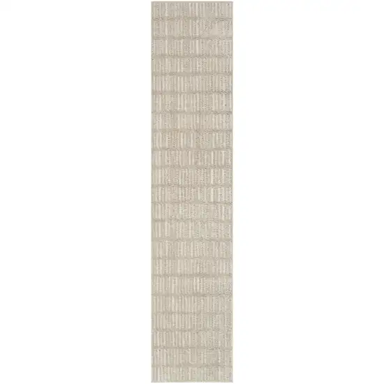 10' Ivory and Gray Geometric Runner Rug Photo 4