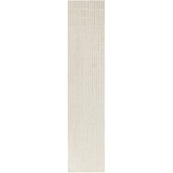 10' Ivory and Gray Geometric Runner Rug Photo 2