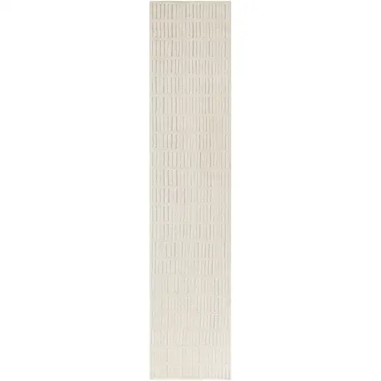 10' Ivory and Gray Geometric Runner Rug Photo 4