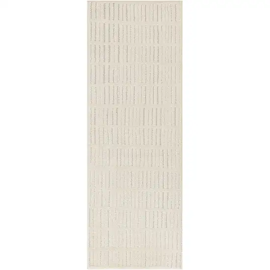 6' Ivory and Gray Geometric Runner Rug Photo 4