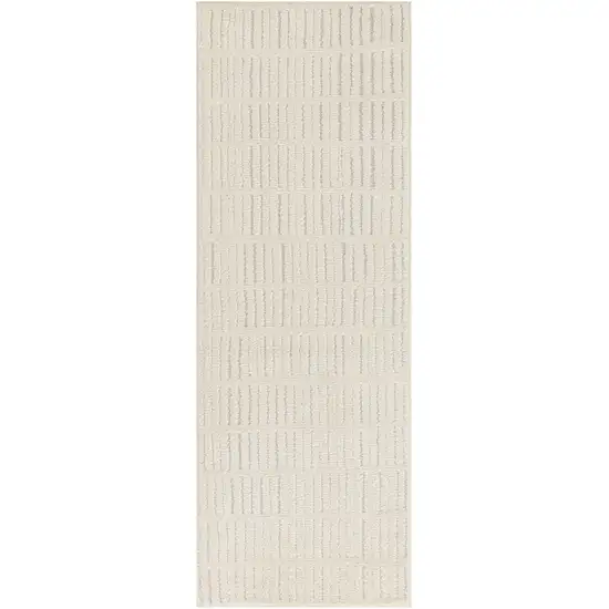 6' Ivory and Gray Geometric Runner Rug Photo 2