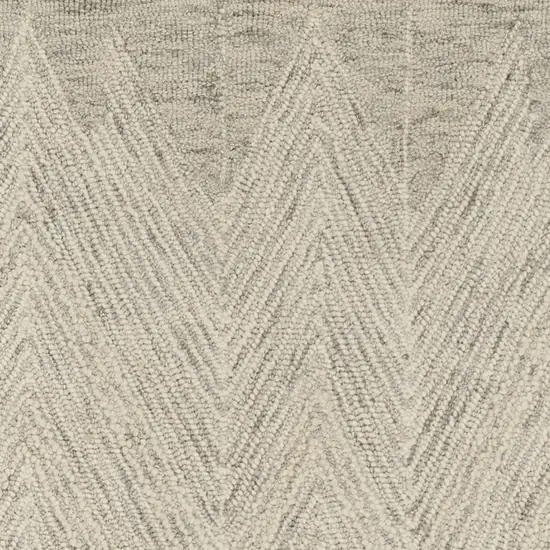 8' Ivory and Gray Wool Chevron Runner Rug Photo 4