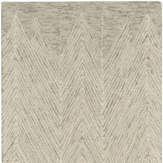 8' Ivory and Gray Wool Chevron Runner Rug Photo 5