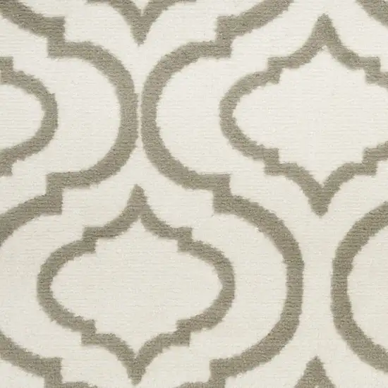 7' Ivory and Green Trellis Runner Rug Photo 5