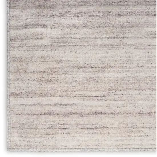 6' Ivory and Light Brown Abstract Washable Runner Rug Photo 1