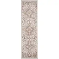 Photo of 8' Ivory and Red Floral Non Skid Runner Rug