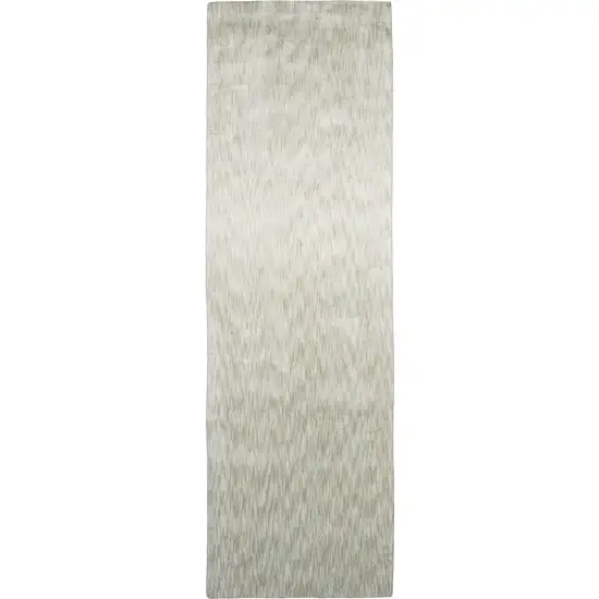 8' Ivory and Silver Chevron Hand Woven Runner Rug Photo 2