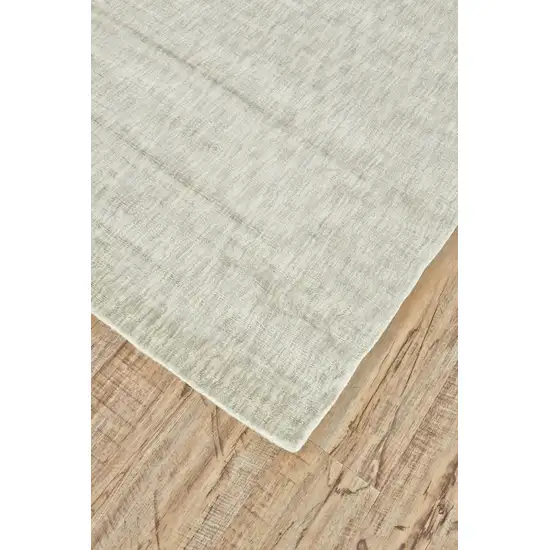 8' Ivory and Silver Chevron Hand Woven Runner Rug Photo 4