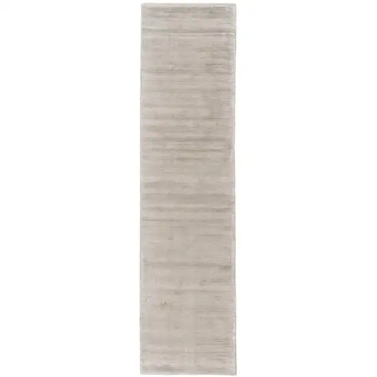 10' Ivory and Tan Hand Woven Runner Rug Photo 5