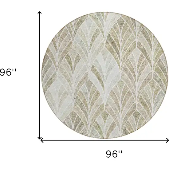 8' Khaki Tan And Beige Round Geometric Washable Indoor Outdoor Area Rug Photo 3