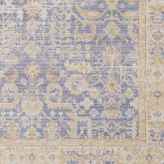 8' Lavender Blue Floral Power Loom Runner Rug Photo 5