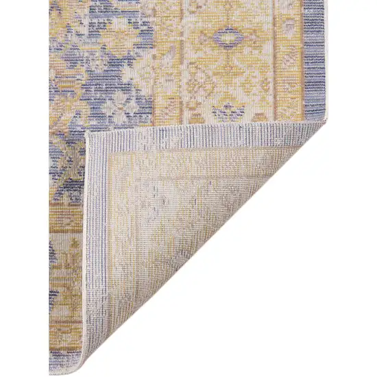 8' Lavender Blue Floral Power Loom Runner Rug Photo 3