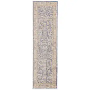 Photo of 8' Lavender Blue Floral Power Loom Runner Rug